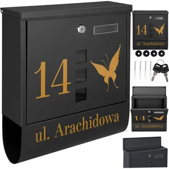Poštovní schránka ČERNÁ POŠTOVNÍ SCHRÁNKA NA DOPISY + ZLATÝ VZOR