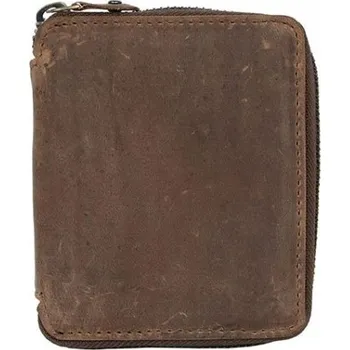 Peněženka FLW Pánská malá kapesní peněženka na kovový zip Hnědá