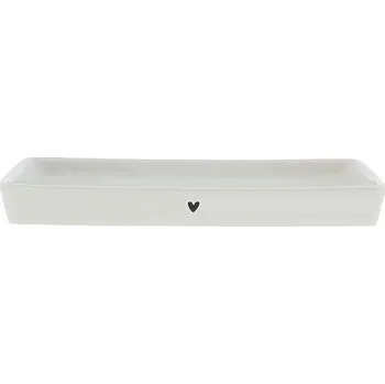 Dóza na potraviny Bastion Collections Tray PODNOS malý, white in black heart LI-TRAY-007-BL
