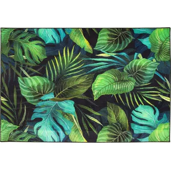 Koberec KOBEREC Z PALMOVÝCH KOBEREC MONSTERA, MÓDNÍ, TMAVĚ LAHVOVĚ ZELENÁ ZELEŇ 120x120 cm