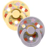 BIBS Dudlíky LIBERTY COLOUR strawberries-and-cream-pale-butter-mix - vel. 1, přír.kaučuk 2ks