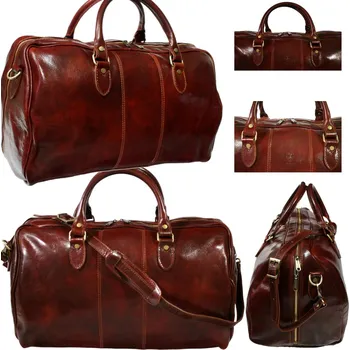 Cestovní kožená taška italská hnědá velká vintage víkendová 55 cm