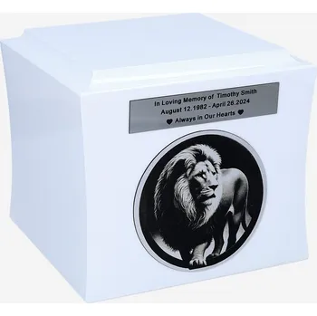 Smuteční dekorace Urna s motivem lva Kremační urna Lví král Urna na popel Kremační urna