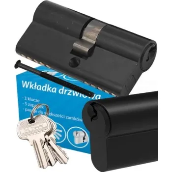 Vložka do dveří VLOŽKA DO ZÁMKU DVEŘNÍ VLOŽKA CYLINDRICKÁ 30/30mm ČERNÁ 3 KLÍČE MOSAZNÁ.