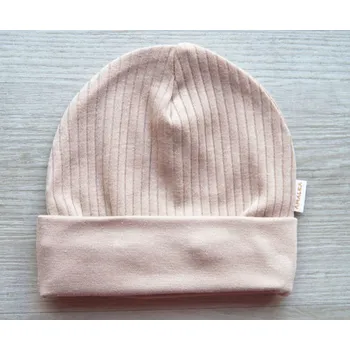 Kojenecká čepice AMÁLKA Bavlněná čepička žebrovaná, oříšková latté Velikost: 56-62