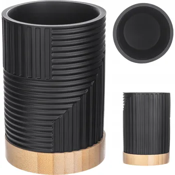 Držák na kartáček KELÍMEK DO KOUPELNY NA KARTÁČKY ČERNÝ ORGANIZÉR S BAMBUSEM KULATÝ