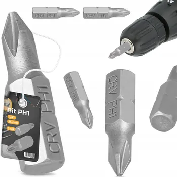 Bit 2x BIT ŠROUBOVÁKU PH1 Philips 25mm MAGNETICKÝ HROT Šroubovací 1/4 VÝKONNÝ