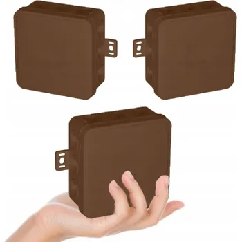 Elektroinstalační krabice VIPLAST Hermetická Elektroinstalační Krabice Na Stěnu s klipem IP54 85x85x41mm Hnědá, sada 3 kusů