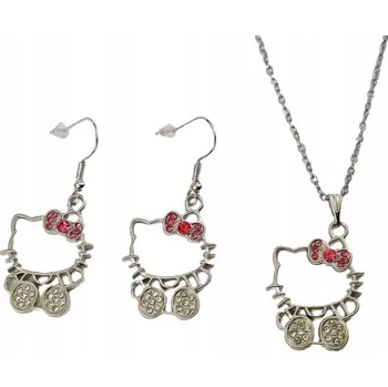 Náhrdelník Náhrdelník a Náušnice Sada pro Dívky s Kočičkou Hello Kitty Set