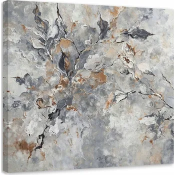 Obraz Obraz na plátně, Abstrakce Botanika Šedá Zlatá 50x50