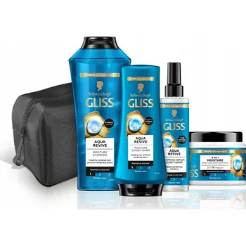 Gliss Aqua Revive Šampon Maska Kondicionér pro suché a normální vlasy 4ks