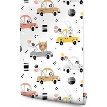 Fototapeta Tapeta pro děti - Autíčka a zvířátka /1203810934