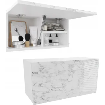 Koupelnový nábytek Koupelnová skříňka ORA 60 x 30 x 25 cm, police do koupelny, AKRYLOVÁ dvířka - VZOR MRAMOR