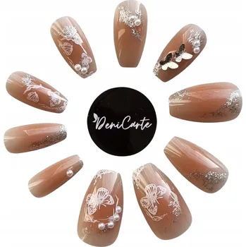 Umělé nehty Umělé nehty Tipy Rakev Aura 3D Perličky Motýli Třpytky Samolepicí