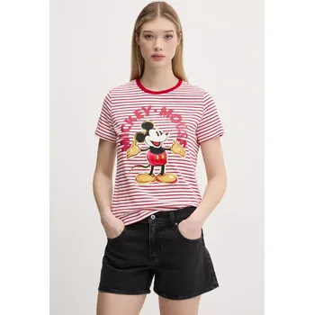 Bavlněné tričko Desigual MICKEY MOUSE červená barva, 25SWTKAI 33X, vel. M