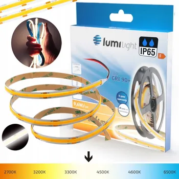 LED páska LED pásek COB voděodolný 1m NEUTRÁLNÍ NEON BEZ BODŮ IP65 9,6W/m 4000K