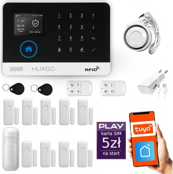 Zabezpečovací technika Bezdrátový alarm GSM + WiFi s aplikací TUYA, sada, HUXGO HXA003