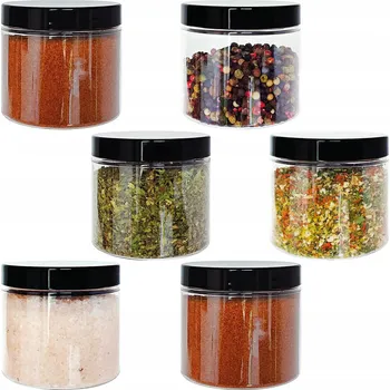 Sklenice Nádoby na koření s etiketami Zaplanowane 200 ml 6 kusů