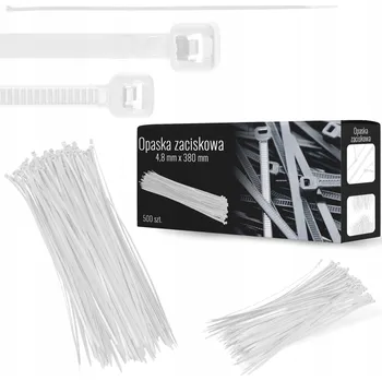 Stahovací páska 500x STAHOVACÍ PÁSKY Kabelové Zdrhovací 4,8 x 380 mm Silné UV Odolné Stahovací Pásky