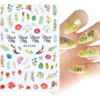 Samolepící Samolepky na zdobení nehtů Vzory KVĚTY VĚTVIČKY LISTY