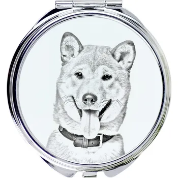 Kosmetické zrcátko Shiba Inu - kapesní zrcátko s motivem psa, personalizované zrcátko do kabelky