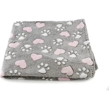 Pelíšek pro psa PETSY Deka Šedá „tlapky a sdíčka“ Velikost: S