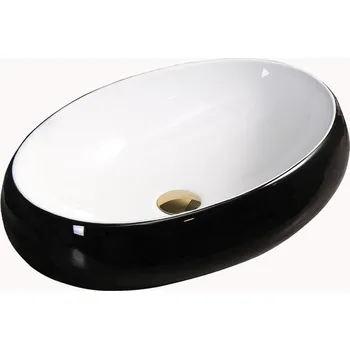 Umyvadlo BPS-koupelny Keramické umyvadlo na desku HYD-CI-BL-500 50x31 cm, bílá/černá