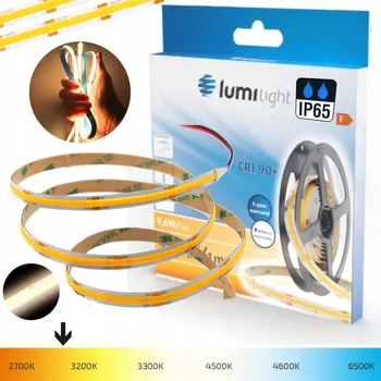 LED páska LED pásek COB voděodolný 1m TEPLÁ BÍLÁ NEON BEZBODOVÝ IP65 9,6W/m 3000K