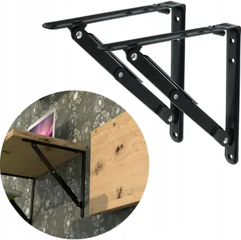 police Držák police FLOW 200, skládací podpěra police, úhelník, loft, černý