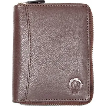 Peněženka Peněženka HL z hnědé kůže zapínaná dokola na kovový zip