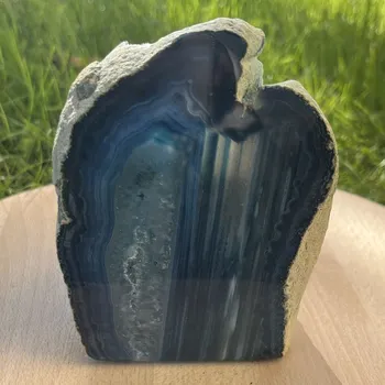 Svícen Svícen Achát modrý přírodní kámen | 105mm | 723g | Originální foto