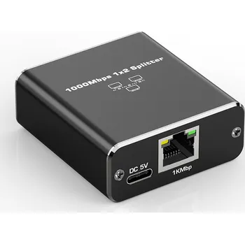 SPLITTER LAN 1x2 ADAPTÉR ROZDZIELACZ SWITCH 2xRJ45 ETHERNET 1000Mb GIGABIT