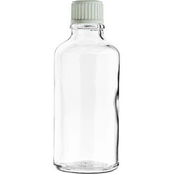 Láhev Skleněná lahvička čirá 20 ml s bílým uzávěrem 18 mm