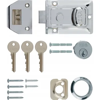 zadlabací zámek Přídavný povrchový zámek 65x92x47mm Chrom lesklý 3 klíče