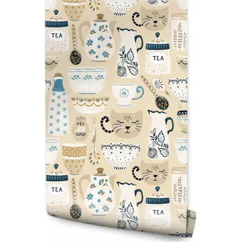 Fototapeta Tapeta tradiční džbánky hrnky čaj do kuchyně