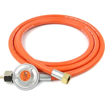 Plynová hadice Regulátor 37 mbar + Hadice 2 m s Koncovkami pro Připojení Plynového Sporáku a Varné Desky k 11kg Propan-butanové Lahvi