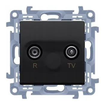 Elektrická zásuvka Anténní zásuvka R-TV zakončovací černá matná Simon 10