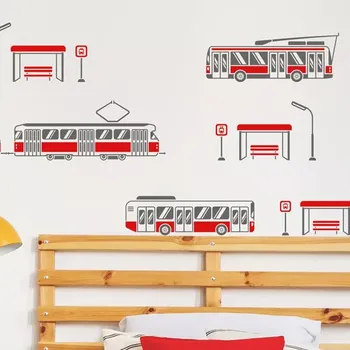 Samolepící dekorace Sada dopravních prostředků (MHD) - samolepka na zeď