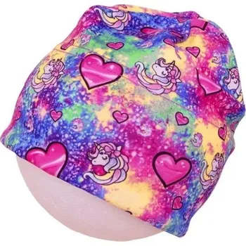 Kojenecká čepice ROCKINO Elastická dívčí jarní čepice, srdíčka a jednorožci Varianta: 46cm