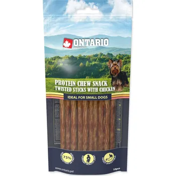 Pamlsek pro psa ONTARIO Protein žvýkací pamlsek točené tyčinky s kuřecím 10 ks 12,7 cm