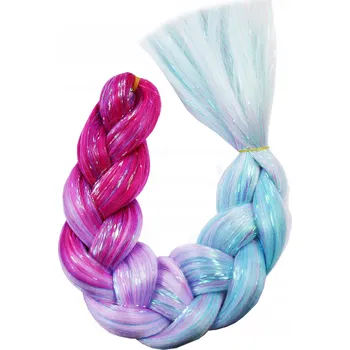 Příčesek Syntetické vlasy na copánky OMBRE ROVNÉ s brokátovými pastelovými OMBRE barevnými efekty