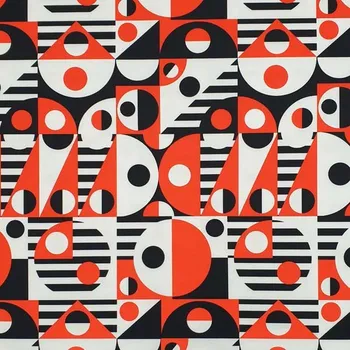 Úplet N6928 bílý, červeno-černý geometrický vzor, š.155