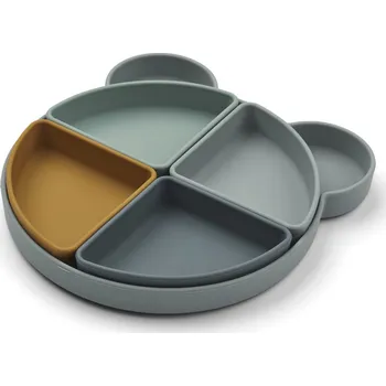 Jídelní set Liewood Dělený talíř Arne Mr Bear blue fog multi