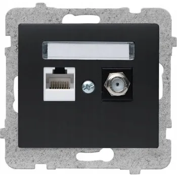 Elektrická zásuvka Anténní a internetová zásuvka do zdi Polmark černá