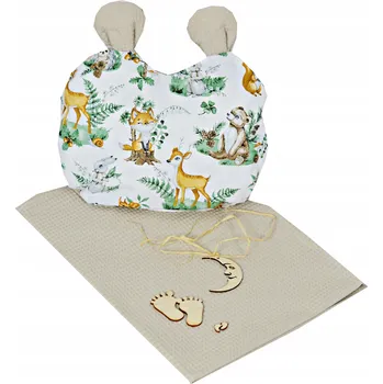 Polštář Vaflová deka ZAVINOVAČKA 100x75 cm + POLŠTÁŘ s oušky, BAVLNA, Sada pro novorozence