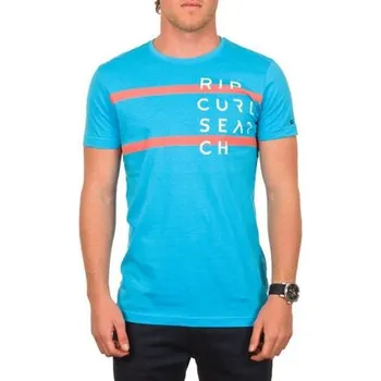 Pánské tričko Tričko Rip Curl OWEN LINES S/S TEE Blue Atoll velikost XL