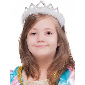 Podprsenka SUPER Stříbrná Čelenka s Bílým Chmýřím CA003B princezna královna