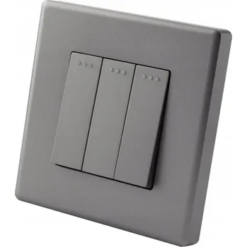 vypínač Trojitý Schodišťový Vypínač Nástěnný Šedý Set s Rámem MIUUN Leo