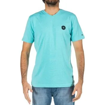 Pánské tričko Tričko Rip Curl ZINC V-NECK S/S TEE Aqua Sea Marle velikost M