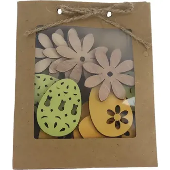 Velikonoční dekorace Velikonoční přízdoby vejce+květy 12ks